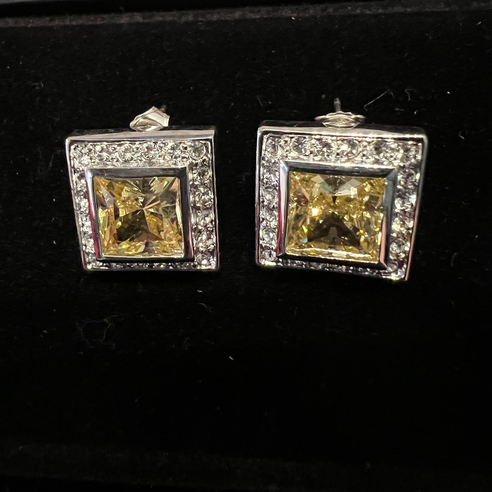 Park Lane Canary Yellow Rhinestone Earrings